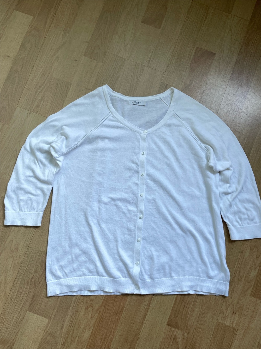 Reitmans Essentials White 100% Cotton Cardigan Women’s L Lightweight Button Fron - Picture 8 of 10